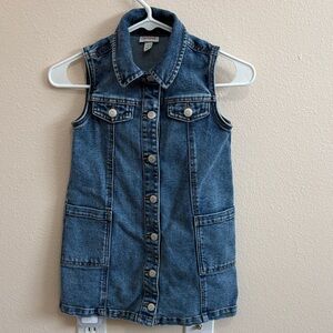 Cat & Jack Girls' Small Denim Sleeveless Button-Front Dress